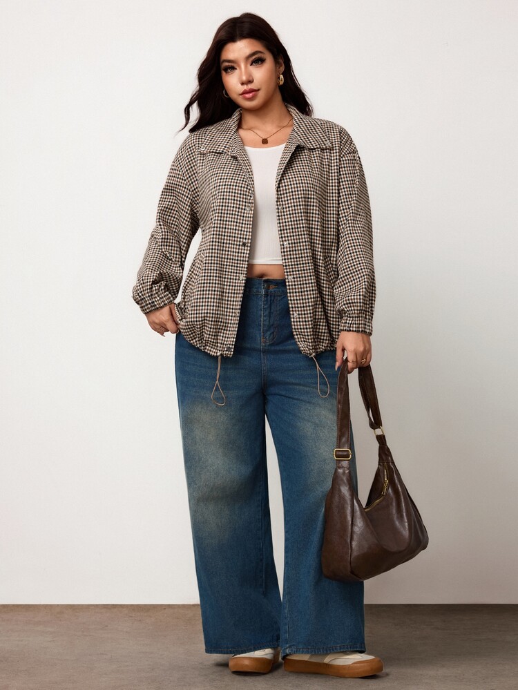 Enliva Plus-Size Women's Casual Goth Loose Plaid Autumn And Winter Coat Apple,Rounded Body Club Office White Women Fall Winter Jacket - Multicolor - View 7