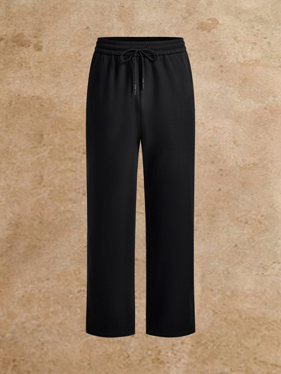 HIMLAND Men's Solid Color Casual Versatile Daily Wear Long Pants - Black - View 1