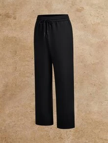 HIMLAND Men's Solid Color Casual Versatile Daily Wear Long Pants - Black - View 3