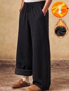 HIMLAND Men's Solid Color Casual Versatile Daily Wear Long Pants - Black - View 8