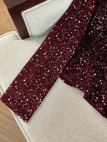 Calvaya Blusa de manga larga con cuello redondo, parches de malla y detalles metálicos en color rojo - Burdeos - Ver 6