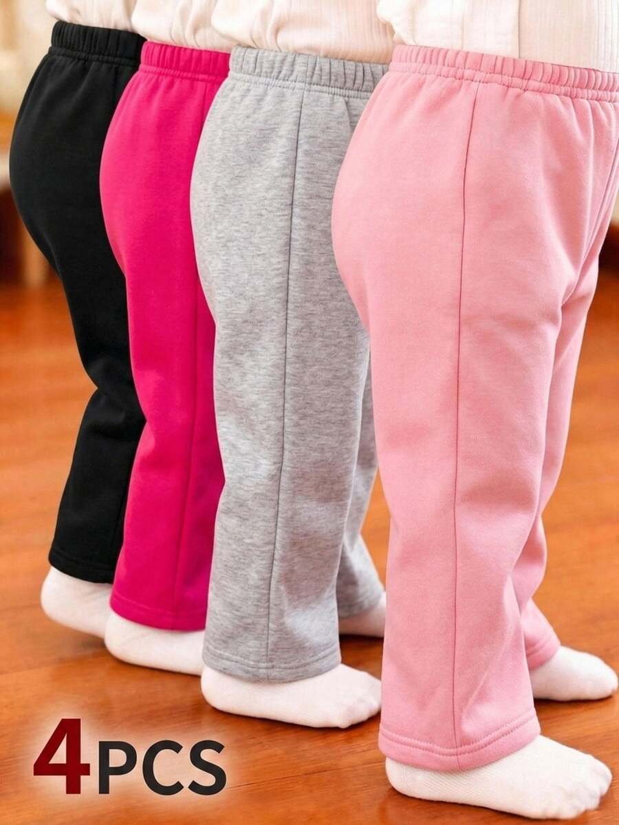 SHEIN Young Girl Solid Color Casual Versatile Daily Wear Sweatpants Autumn Kids Set - Multicolor - View 1