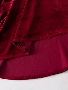 SHEIN 少女深酒紅色休閒純色連身裙秋季 - 酒紅色 - 查看 8