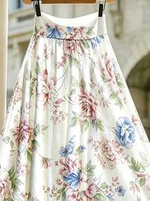Calvaya Women's Elegant Floral A-Line Skirt, Summer - Multicolor - View 5