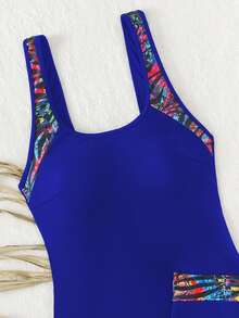 Swim Lushoire 2 Piece Women Sleeveless Round Neck Crop Top And Bottom Casual Swimwear Set Summer - Royal Blue - View 7