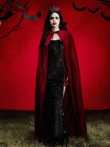 MortiRose 男女通用派对表演连帽斗篷，天鹅绒面料，适合各种节日、圣诞节服装、万圣节装扮服装 - 彩色 - 查看 7