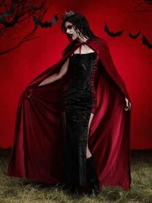 MortiRose 男女通用派对表演连帽斗篷，天鹅绒面料，适合各种节日、圣诞节服装、万圣节装扮服装 - 彩色 - 查看 3