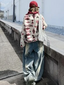 FRIFUL 女款時尚街頭風半開襟鈕扣長袖連帽衛衣 秋季 - 彩色 - 查看 2
