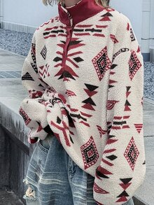 FRIFUL 女款時尚街頭風半開襟鈕扣長袖連帽衛衣 秋季 - 彩色 - 查看 4