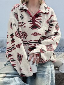 FRIFUL 女款時尚街頭風半開襟鈕扣長袖連帽衛衣 秋季 - 彩色 - 查看 3