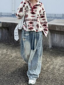 FRIFUL 女款時尚街頭風半開襟鈕扣長袖連帽衛衣 秋季 - 彩色 - 查看 6