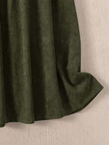 Rusticease Women's Solid Color Elastic Waist Casual 70s Commute Skirt Picnic Dark Green Fall - Army Green - View 4