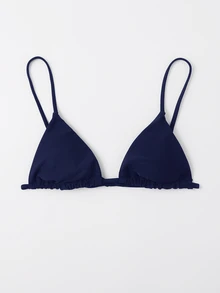 SHEIN Swim Women's Solid Color Bikini Triangle Cup Swimwear Top Summer - Navy Blue - View 5