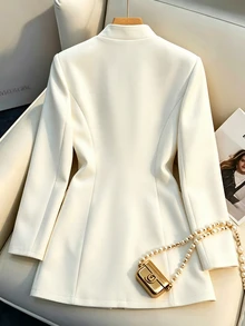GlowEve Fall Clothes FOR WomenWomen's Solid Color Casual Versatile Daily Travel Lightweight Jacket - White - View 2