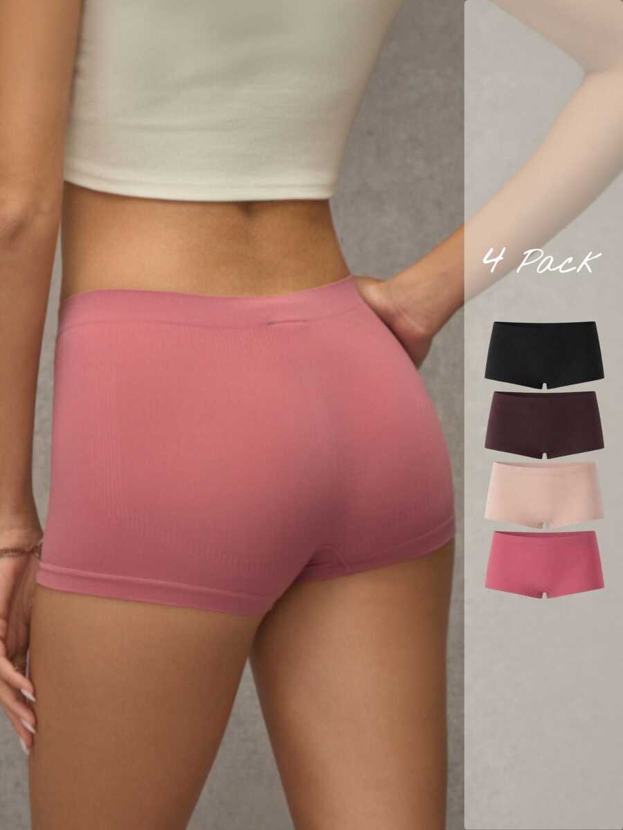 Esseday 4pcs/Set Celana Pendek Pengaman Tanpa Jahitan untuk Wanita, Pakaian Dalam Nyaman - MultiWarna - View 1