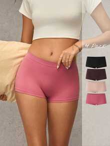 Esseday 4pcs/Set Celana Pendek Pengaman Tanpa Jahitan untuk Wanita, Pakaian Dalam Nyaman - MultiWarna - View 2
