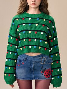 ROMWE Kawaii Women Sweaters - Green - View 2