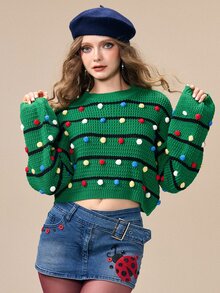 ROMWE Kawaii Women Sweaters - Green - View 6