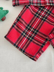 Cozy Pixies Kids Baby Boy Baby Girl Red Plaid Collar Woven Long Sleeve Set, Suitable For Spring, Summer, Autumn, Winter, Indoor, Party, Holiday - Multicolor - View 5
