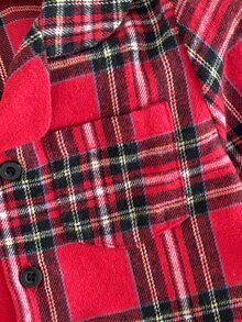 Cozy Pixies Kids Baby Boy Baby Girl Red Plaid Collar Woven Long Sleeve Set, Suitable For Spring, Summer, Autumn, Winter, Indoor, Party, Holiday - Multicolor - View 6