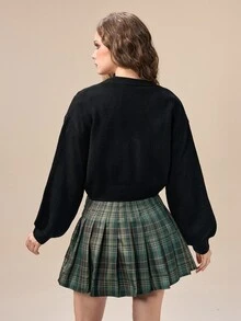 ROMWE Goth 女款田園波西米亞風刺繡針織開襟衫 - 黑色 - 查看 3
