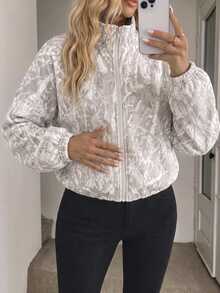 Easowa Women's Printed Zip-Up Elastic Cuff Long Sleeve Casual Hooded Sweatshirt Jacket, Autumn/Winter - Multicolor - View 1