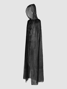 MortiRose 1pc Lightweight Black & White, Red Double-Layer Lace Witch Cape, Suitable For Christmas, Halloween, Princess, Witch, Little Red Riding Hood Costumes - Black - View 6