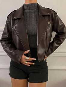 DAZY New Autumn Loose Casual Women's Trench Coat Style Jacket - Coffee Brown - View 2