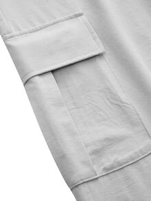 SHEIN Cheerettes 女款休閒口袋工裝運動長褲 - 灰色 - 查看 8
