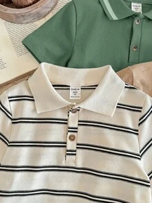 SHEIN 兒童小男孩短袖百搭休閒3件套 Polo 衫 - 彩色 - 查看 7