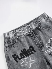 SHEIN 女童可愛秋冬休閒花卉印花衛衣與長褲套裝 - 棕色 - 查看 11