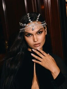 Aravennia Cross-Border New Tassel Forehead Pendant Headpiece European And American Fashion Stage Performance Hair Accessory Hair Chain - Silver - View 3