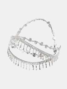 Aravennia Cross-Border New Tassel Forehead Pendant Headpiece European And American Fashion Stage Performance Hair Accessory Hair Chain - Silver - View 4