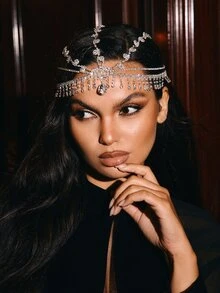 Aravennia Cross-Border New Tassel Forehead Pendant Headpiece European And American Fashion Stage Performance Hair Accessory Hair Chain - Silver - View 5