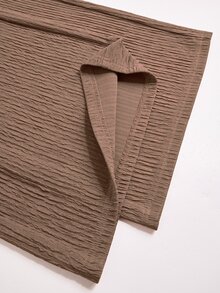Poshavie Poshavie Plus Size Women's Relaxed Fashion Set, Minimalist Premium Casual Elastic Comfortable Outfit, Slimming Versatile Mocha Brown Ruched Design Asymmetrical Hem, Suitable For Daily Shopping And Outings - Brown - View 8