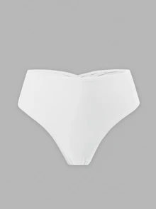 Swim Basics Summer Beach Women's Ruched Bikini Bottom Carnival - White - View 4
