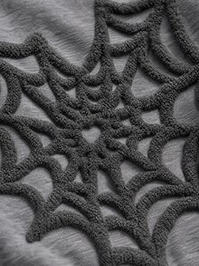 Manfinity EMRG Men's 3D Spider Web Pattern Hooded Long Sleeve Sweatshirt And Drawstring Waist Pants 2 Pieces Set - Grey - View 4
