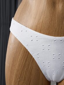 Swim Mod Summer Beach Schiffy Knot Front Ruffle Hem Bikini - White - View 6