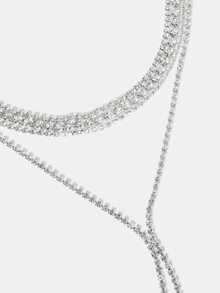 Aravennia Bridal Jewelry Claw Chain Multi-Layer Rhinestone Tassel Luxury Collarbone Chain For Fashionable Evening Party, Neck Decoration - Silver - View 5