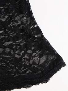 Sweetra Women's Lace Semi-Sheer Back Tie Halter Tank Top, Minimalist Sexy Elegant Style - Black - View 4