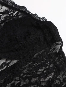Sweetra Women's Lace Semi-Sheer Back Tie Halter Tank Top, Minimalist Sexy Elegant Style - Black - View 5