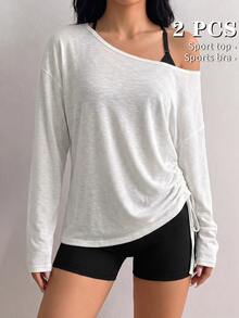 SHEIN Velisys 2PCS Women Sports Tees & Tanks - Multicolor - View 5