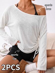 SHEIN Velisys 2PCS Women Sports Tees & Tanks - Multicolor - View 1