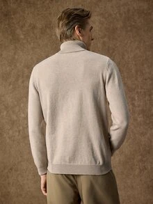 Manfinity CasualKnits 男士秋冬麻花編織高領長袖毛衣，Ins風，華麗派對，街頭成熟，寬鬆版型，酒紅秋季，正式 - 彩色 - 查看 6