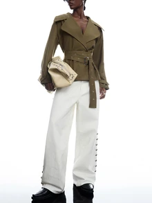 LYSMO Women's Fashion Commuter Belted Blazer Office Wear For Women Going Out Outfits - Khaki - View 4