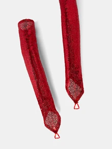 Aravennia 1 Pair Women's Long Fingerless Sequin Reflective Gloves, Sexy Stage Party Performance Wear, Suitable For Winter - Red - View 2