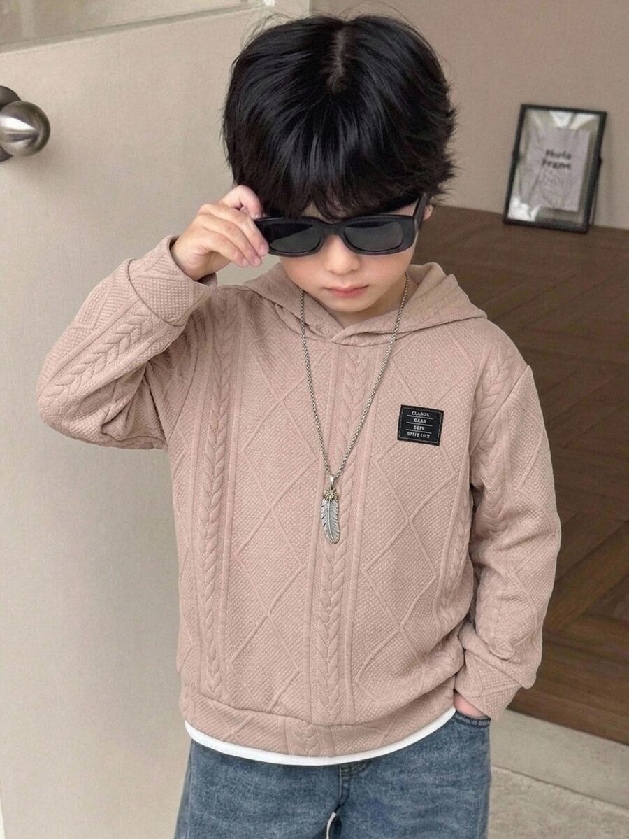 SHEIN Kids Young Boy Khaki Fashion Casual Comfortable Soft Jacquard ...