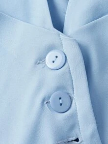 SHEIN MOD Blue Deep V-Neck Blazer With Cinched Waist Back - Blue - View 4