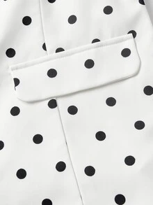 SHEIN MOD Polka Dot Square Neck Cinched Waist Blazer Suit Set - Black and White - View 4
