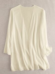 SHEIN Swim Women's Plain Color Simple Fashionable Casual Kimono Cover Up, Suitable For Daily Wear Summer - Apricot - View 2